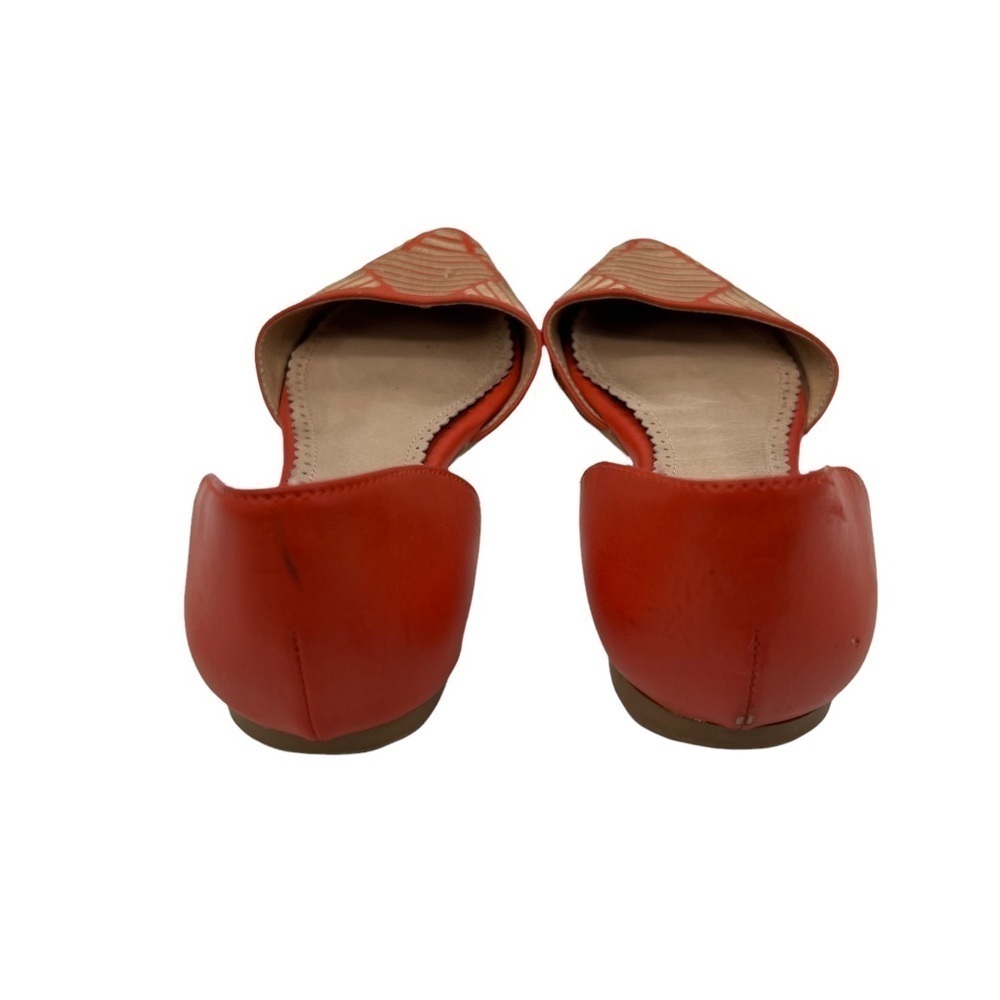 Restricted Orange Striped Leather Pointed Toe Fla… - image 7